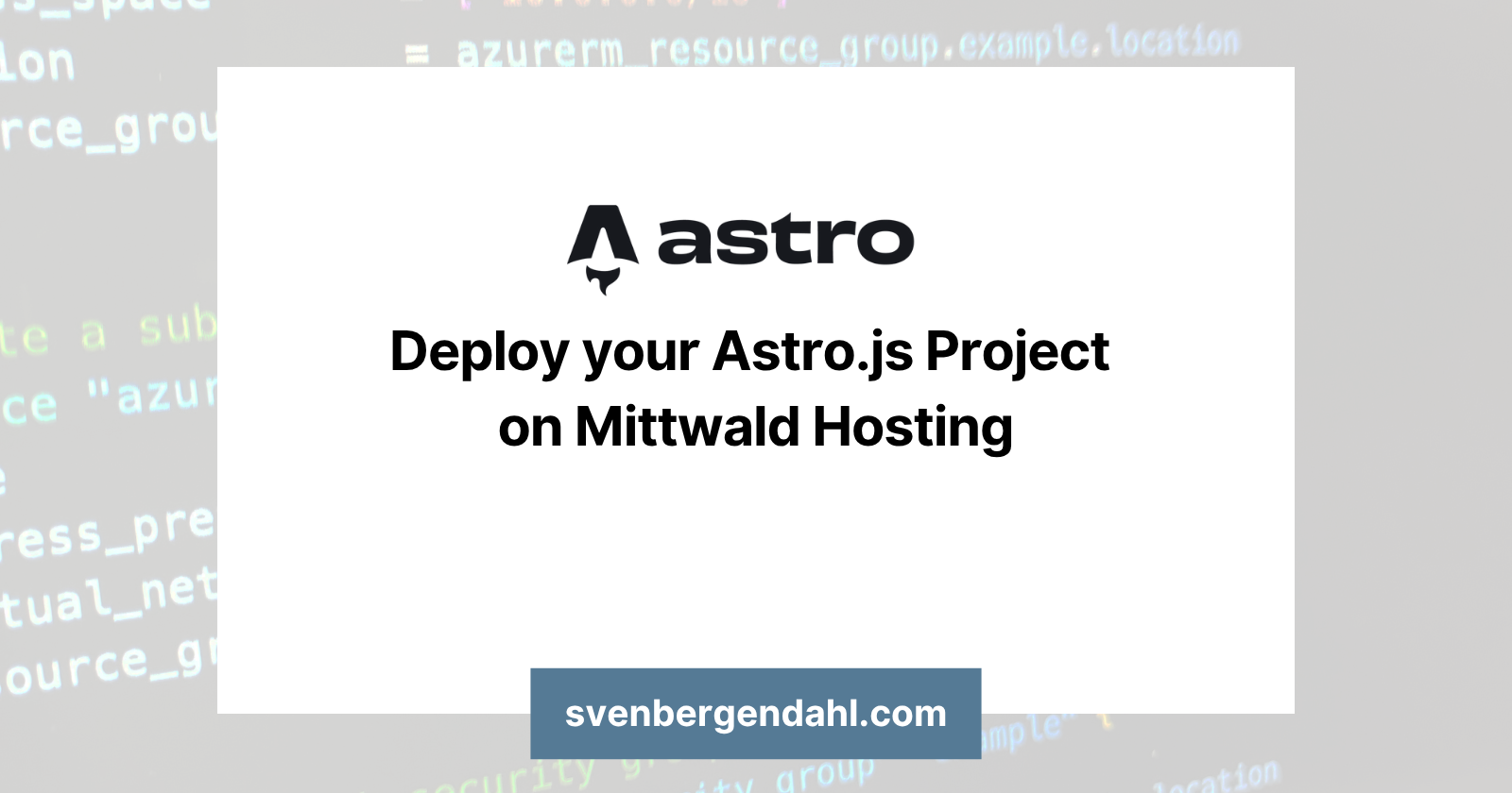 Deploy your Astro.js Project on Mittwald Hosting
